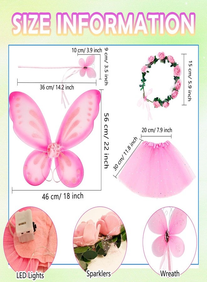 Flahard 8 Pack Girls Fairy Wings Bulk Butterfly Wings Butterfly Angel Costume Wing with Wings, Tutu Skirt, Wand for Kids Wedding Bee Cosplay Party Dress up, 2 Colors - Image 2