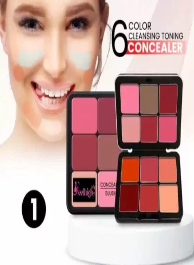 Feelhigh Professional 6 color cleansing toning concealer and blusher palette - 2 in 1 - Image 3