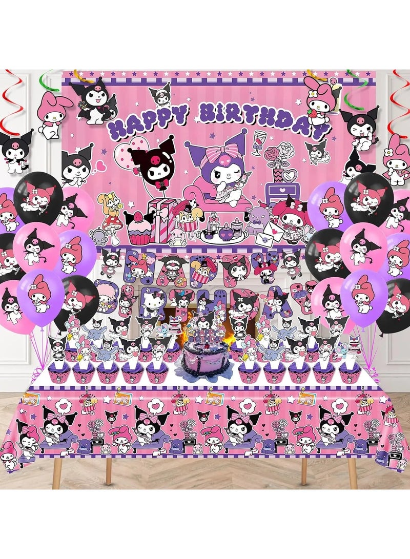 Kuromi Birthday Party Decoration Cartoon Kawaii Party Supplies Happy Birthday Banner Cake Topper 3D Balloon for Kids Girl Gifts - Image 4