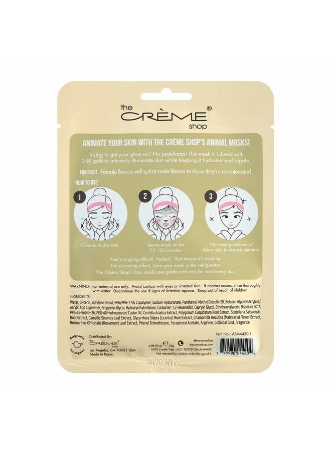 The Crème Shop - The Creme Shop Animal Sheet Mask, Korean, Hydrating, Collagen, Vitamin C, Anti-Aging - Pack of 3 (Llama) - Image 1