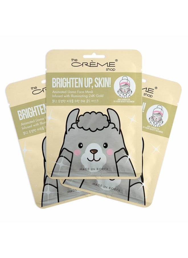 The Crème Shop - The Creme Shop Animal Sheet Mask, Korean, Hydrating, Collagen, Vitamin C, Anti-Aging - Pack of 3 (Llama) - Image 1