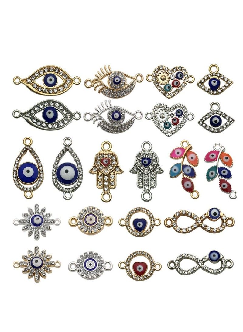 SYOSI 22pcs Alloy Enamel Evil Eye Connector Charms Diamond Evil Eye Beads Charms for Jewelry Necklace Bracelet Making (HK630) - Image 1