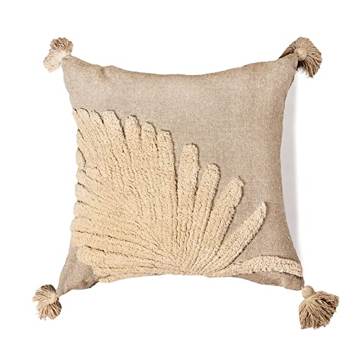 SASHAA WORLD Cotton Cushion Cover | Grey & Beige Tufted Decorative Pillow Case | Modern Boho Design for Sofa, Bedroom, or Living Room | Soft & Durable | Hidden Zip Closure| 45x45 cm - Image 1