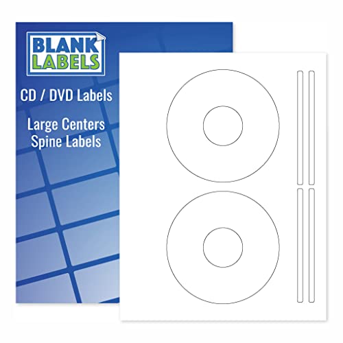 Blank Labels CD/DVD Printable Label | Qty 100 Disc, 200 Spine | 50 Sheets Total | Permanent White Matte | Compatible with Inkjet and Laser Printer | Blank Labels - Image 1