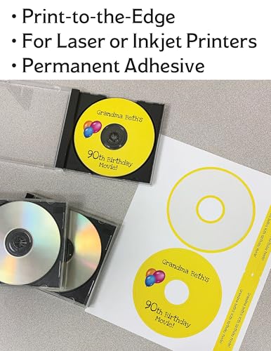 Blank Labels CD/DVD Printable Label | Qty 100 Disc, 200 Spine | 50 Sheets Total | Permanent White Matte | Compatible with Inkjet and Laser Printer | Blank Labels - Image 3