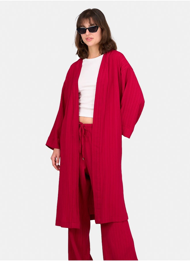 Clue Textured Pattern Midi Kimono  - Image 2