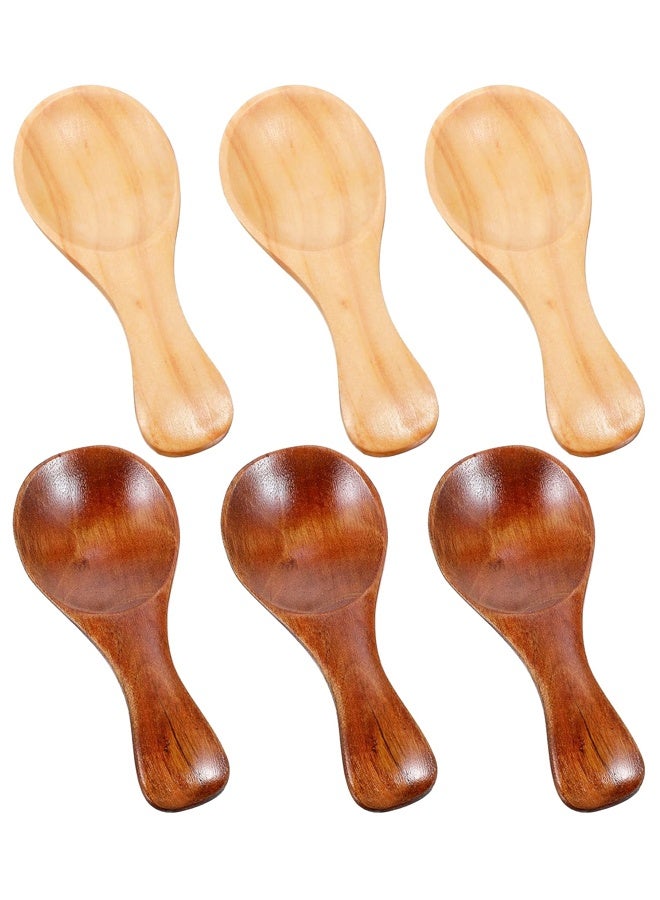 6 Pcs Wooden Tea Spoons, 3.15 Inch Small Wooden Spoons for Jars, Wood Teaspoon for Honey, Ice Cream, Spices, Sugar Coffee - Image 1