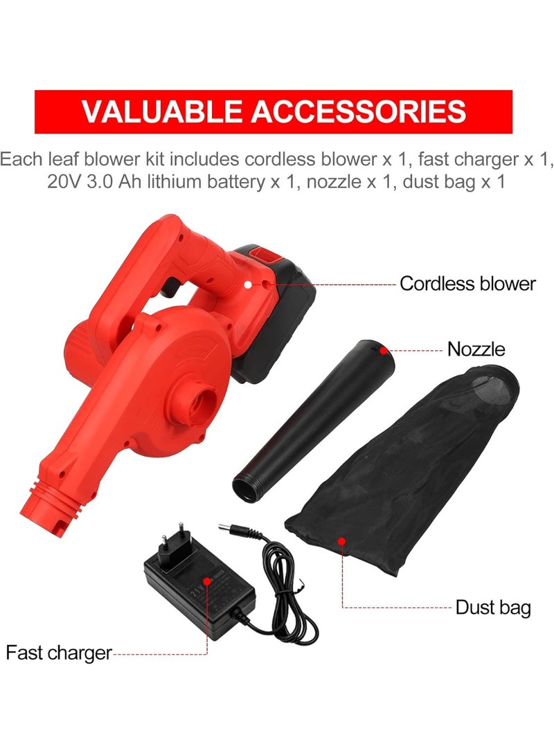 Meetion 20V 3000mAh Lithium Electric Blower Li-ion Cordless Leaf Blower Dust Removal A Blower Large Power Industrial Small Dust Blowing Machine for Dust Snow Leaf Computer Cleaning ( 3 PIN ) - Image 2