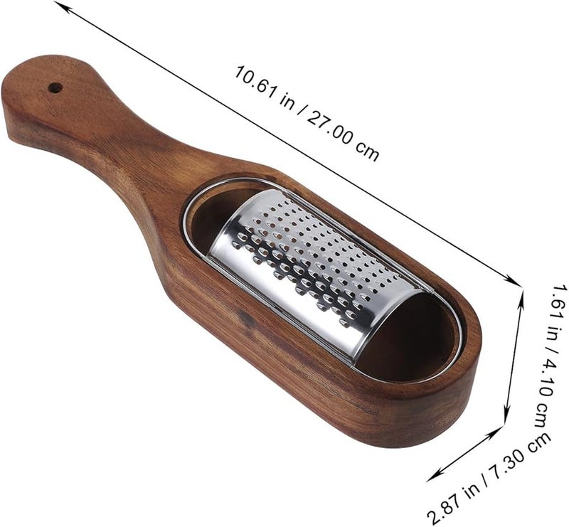 مبشرة جبن يدوية من الفولاذ المقاوم للصدأ بمقبض خشبي، مبشرة طعام متعددة الوظائف للمطبخ - Image 3