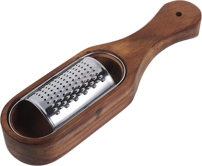 مبشرة جبن يدوية من الفولاذ المقاوم للصدأ بمقبض خشبي، مبشرة طعام متعددة الوظائف للمطبخ - Image 1