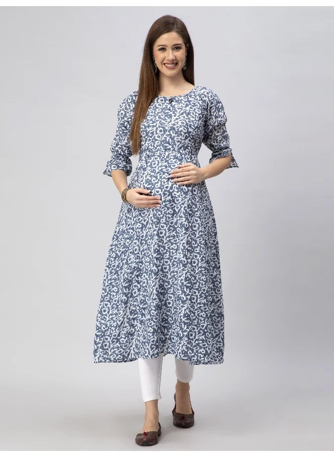 أوروبا الوسطى والشرقية 18 Women's Cotton Rayon A-Line Maternity Feeding Kurti with Zippers