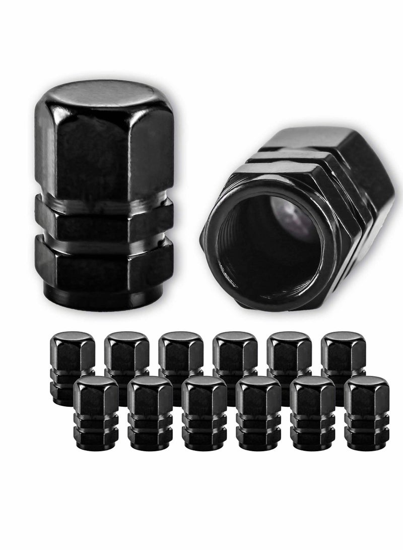 Excefore Tire Valve Caps, Heavy-Duty Stem Covers, Dust Proof, Hexagon Design ,Outdoor, All Weather, Leak Proof Air Protection ( 12 Pack, Black ) - Image 1