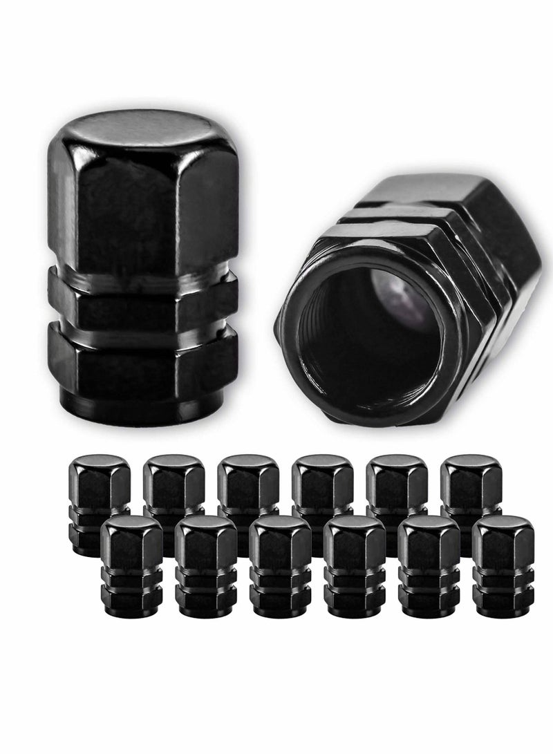 Excefore Tire Valve Caps, Heavy-Duty Stem Covers, Dust Proof, Hexagon Design ,Outdoor, All Weather, Leak Proof Air Protection ( 12 Pack, Black )  - Image 1