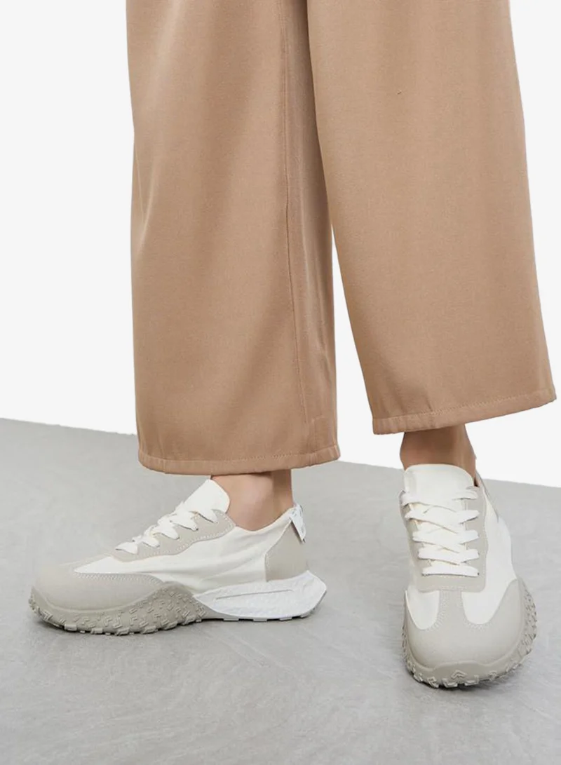 Take Two Take Two Women Printed Panel Stretch-Lace Sneakers