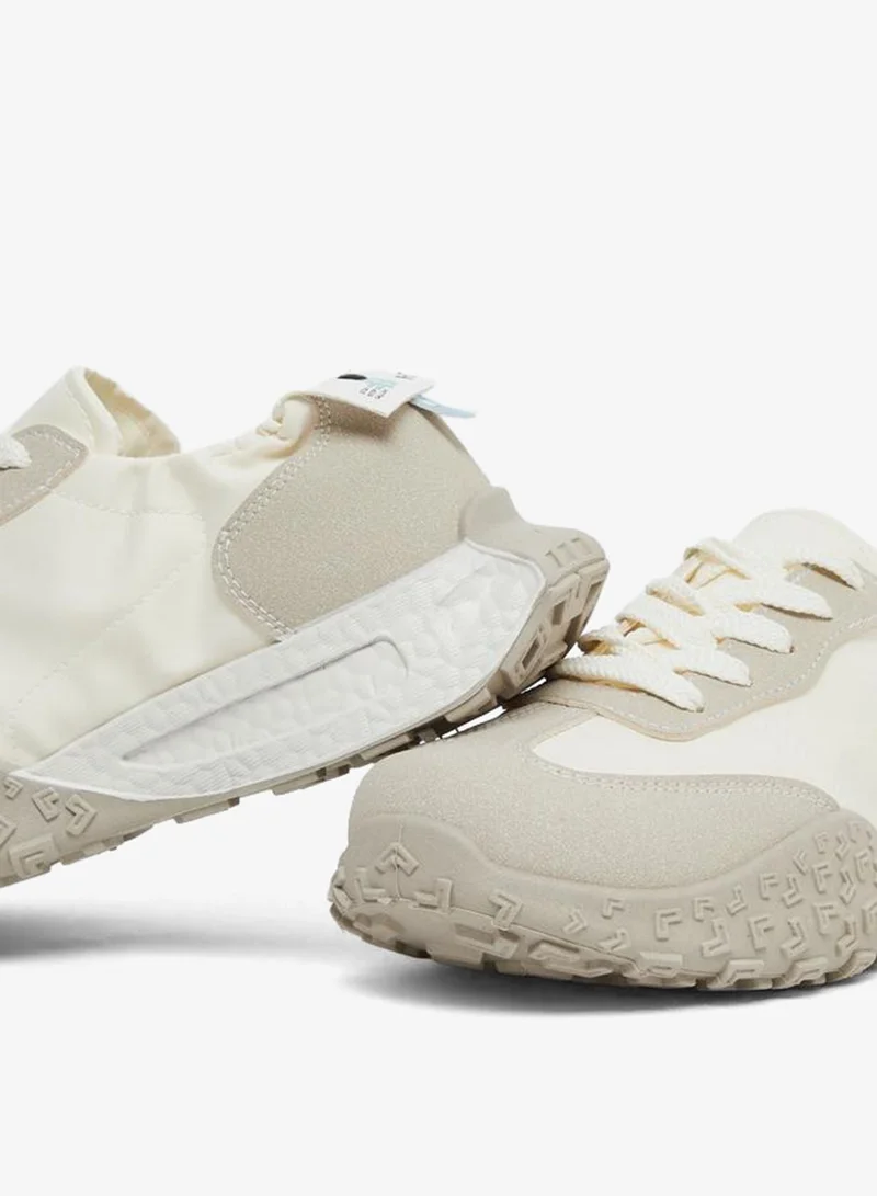 Take Two Cream Take Two Women Printed Panel Stretch-Lace Sneakers for Women | Best Price UAE