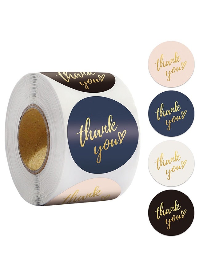 500Pcs Thank You Stickers 1.5", 4-Color Thank You Stickers Roll, Thank You for Small Business Adhesive Sticker Labels, Round Stickers for Business, Birthdays, Weddings, Giveaways, Party - Image 1