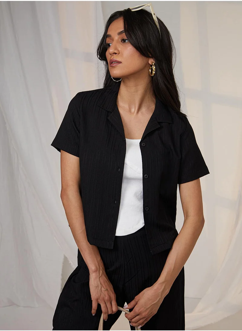 PINACOLADA Women's Midnight Black Textured Co-Ord Set