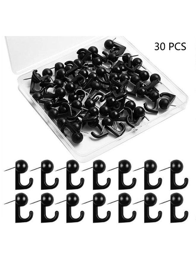 30Pcs Plastic Map Push Pin Hooks, Cork Board Hooks, Decorative Thumb Tacks Hook for Photo Wall Bulletin Board (Black) - Image 1