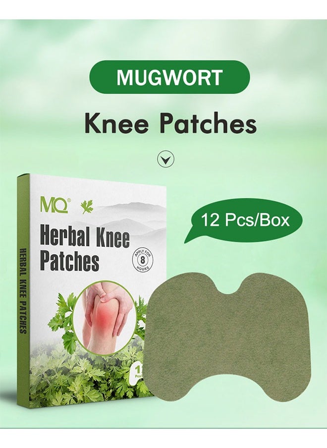MQ - Herbal Knee Patches 12 Pcs, Pure Natural Herbal Ingredients, Relief Arthritis Pain, Long Lasting of Heating, Wormwood Knee Pain Patch Paste - Image 1