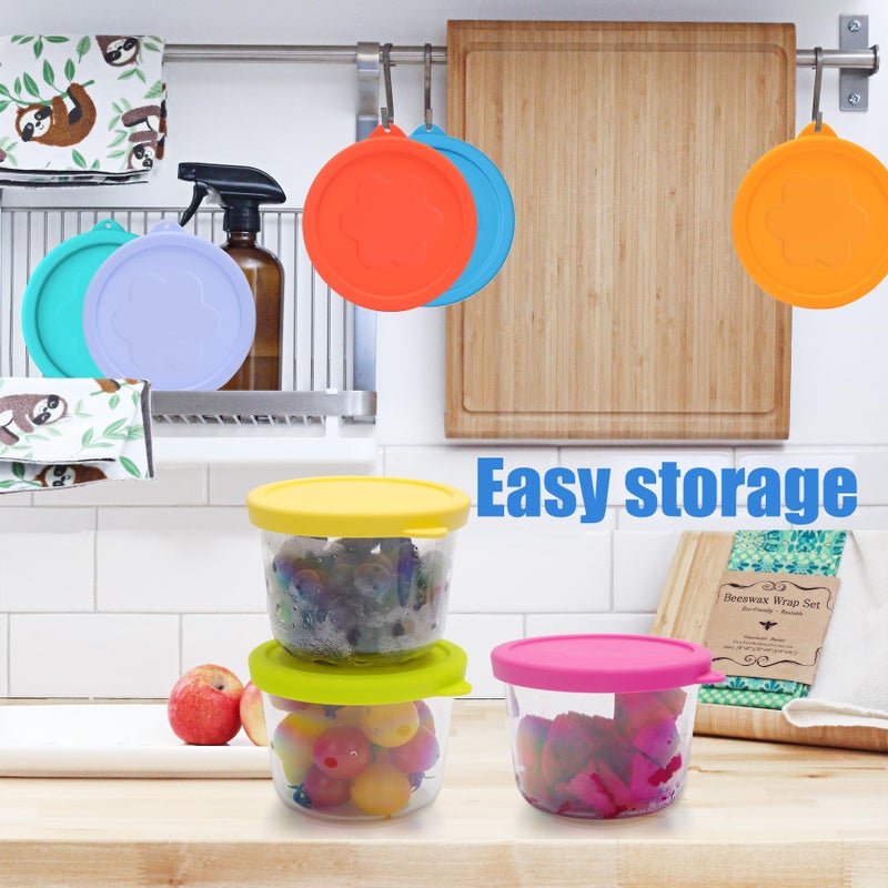 Viotiin 1 Cup (4 Pack) + 2 Cup (4 Pack) Silicone Replacement Lids Storage Cover for Pyrex 7202-PC and Anchor Hocking Glass Bowls (Container not Included) 8 Pack Microwave, Dishwasher and Freezer Safe - Image 5