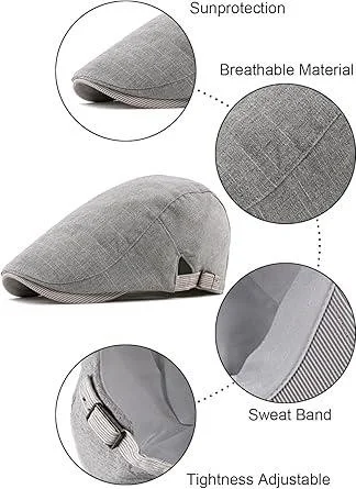 Valkyrie Italian Style Men's Cap Hat Buckle Adjustable Sweatproof Plain Men's Gray