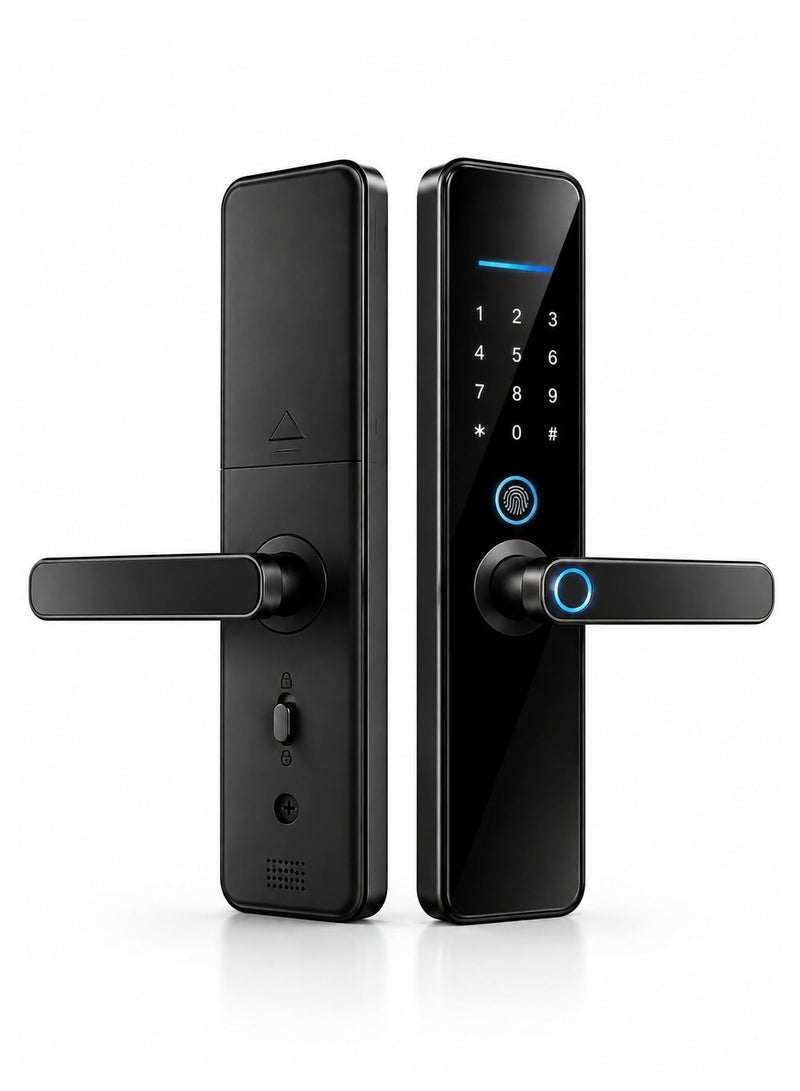 Smart Door Lock F1 | Aluminum Alloy Home Anti-Theft Biometric Lock | 6-in-1 Multi-Mode Unlock (Fingerprint, App, Password, Card, Key, Temporary Code) | Anti-Pry Alarm, Voice Prompts, Low Battery Reminder & Emergency Power | Ideal for Wooden & Security Doors - Image 1
