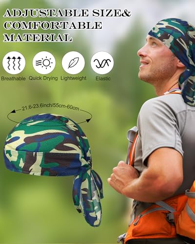 Foaincore 8 Pack Do Rag Skull Caps for Men Sweat Wicking Doo Rags Cooling Helmet Liner Cycling Motorcycle Bandana (Bright Color,Classic Style) - Image 2