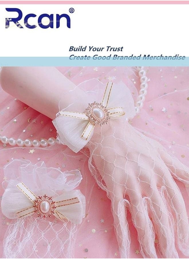 Rcan Ladies Elegant Retro Mesh Sunscreen Lace Gloves Bridal Wrist Accessories Lolita Cropped Gloves for Prom Party Wedding Tea Party Cosplay for Women  - Image 2
