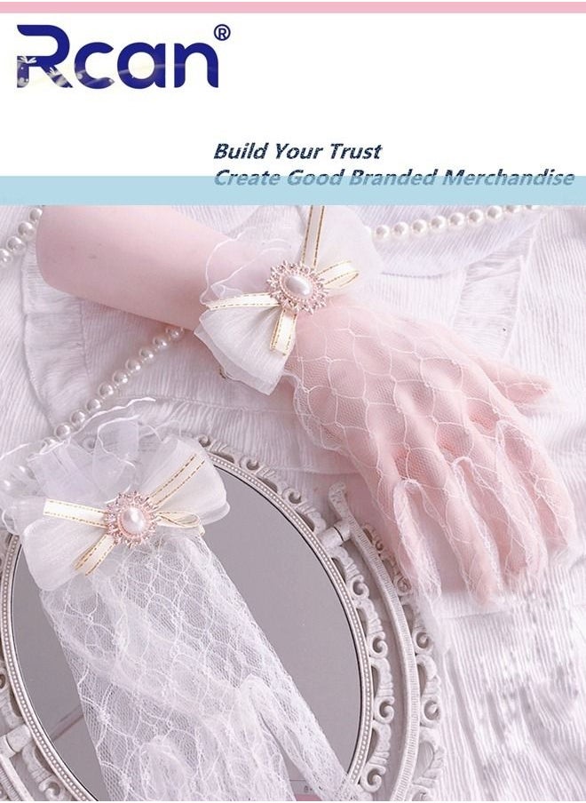 Rcan Ladies Elegant Retro Mesh Sunscreen Lace Gloves Bridal Wrist Accessories Lolita Cropped Gloves for Prom Party Wedding Tea Party Cosplay for Women  - Image 1