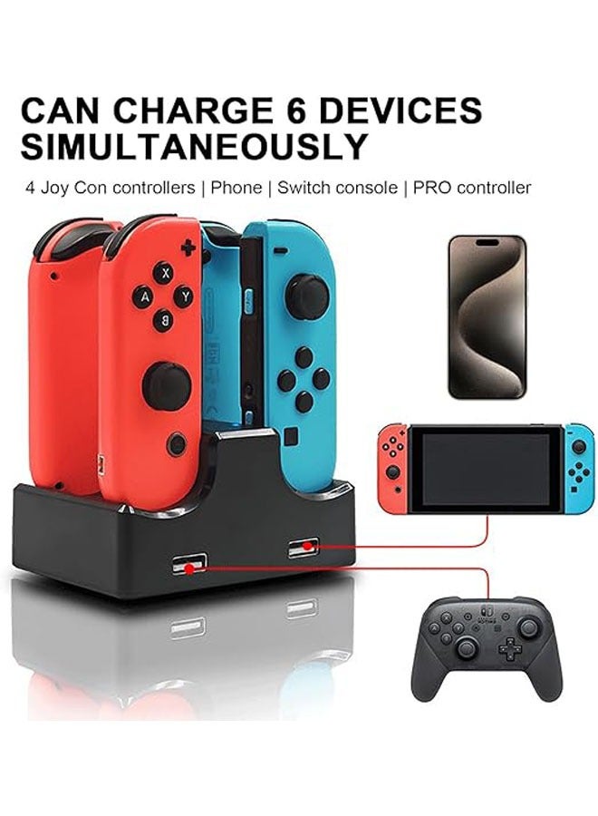 General The charging dock is compatible with Switch Joycon, the controller charger 4-in-1 Switch Joycon Charging Dock with LED Indicator Charging Dock with Type-C charging cable  - Image 2