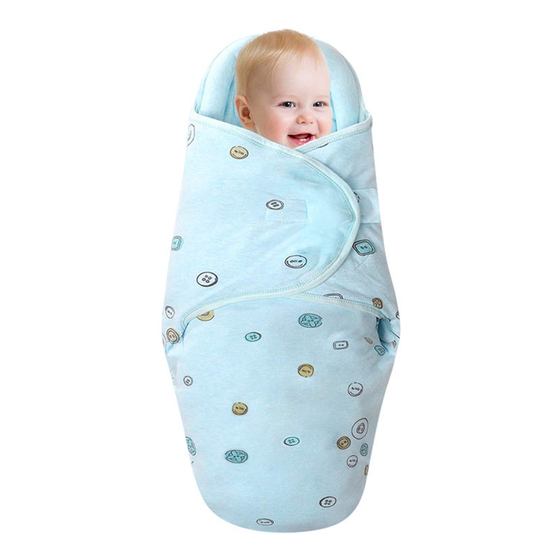 Knirose Baby Swaddle Blankets Unisex Baby Blanket Wrap for Newborn Baby Boys Girls Skin Friendly Wearable Swaddle Sleep Sack Made of Combed Cotton Button Blue 36 Months