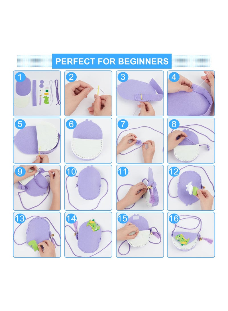 Zikra DIY Animal Theme Handmade bags, Sew Your Own Purses, Nonwoven Craft Sewing Play Gift, Beginners Sewing Kit for Kids with Safety Needle - Image 5