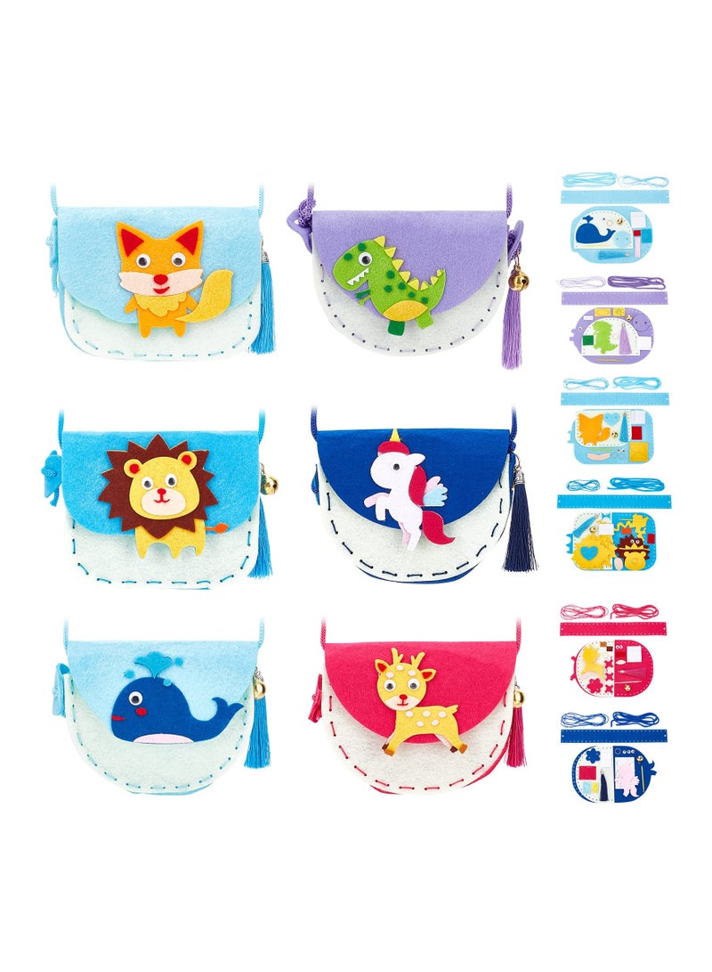 Zikra DIY Animal Theme Handmade bags, Sew Your Own Purses, Nonwoven Craft Sewing Play Gift, Beginners Sewing Kit for Kids with Safety Needle - Image 1