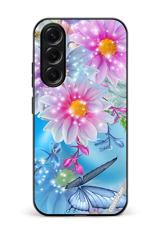 VR CREATIVE Protective Case Cover For Samsung Galaxy S25 Beautiful Flowers And Butterfly Design Multicolour