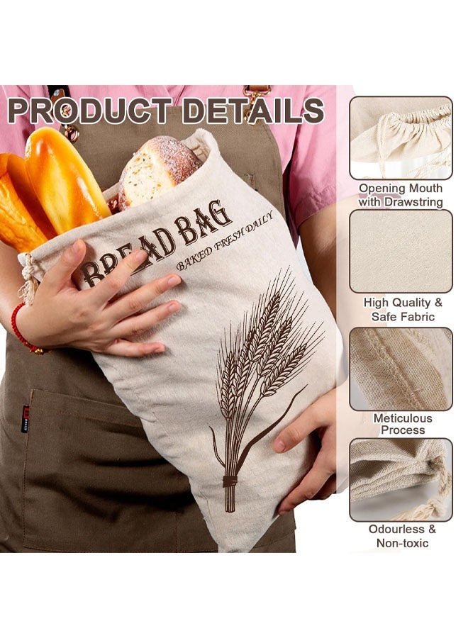 عبوتان من أكياس تخزين الخبز المصنوعة من الكتان القابلة لإعادة الاستخدام، أكياس تخزين الخبز القطنية الصديقة للبيئة، أكياس خبز للخبز المنزلي، 40 × 30 سم - Image 3