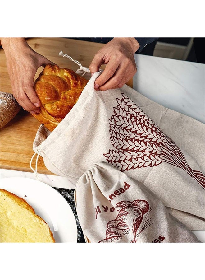 عبوتان من أكياس تخزين الخبز المصنوعة من الكتان القابلة لإعادة الاستخدام، أكياس تخزين الخبز القطنية الصديقة للبيئة، أكياس خبز للخبز المنزلي، 40 × 30 سم - Image 5