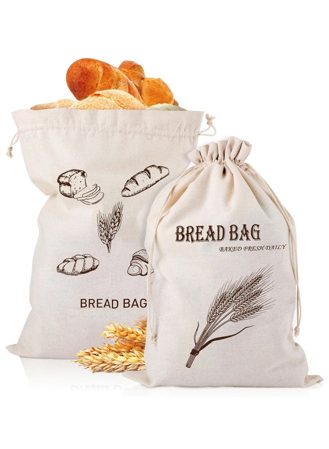 عبوتان من أكياس تخزين الخبز المصنوعة من الكتان القابلة لإعادة الاستخدام، أكياس تخزين الخبز القطنية الصديقة للبيئة، أكياس خبز للخبز المنزلي، 40 × 30 سم - Image 1