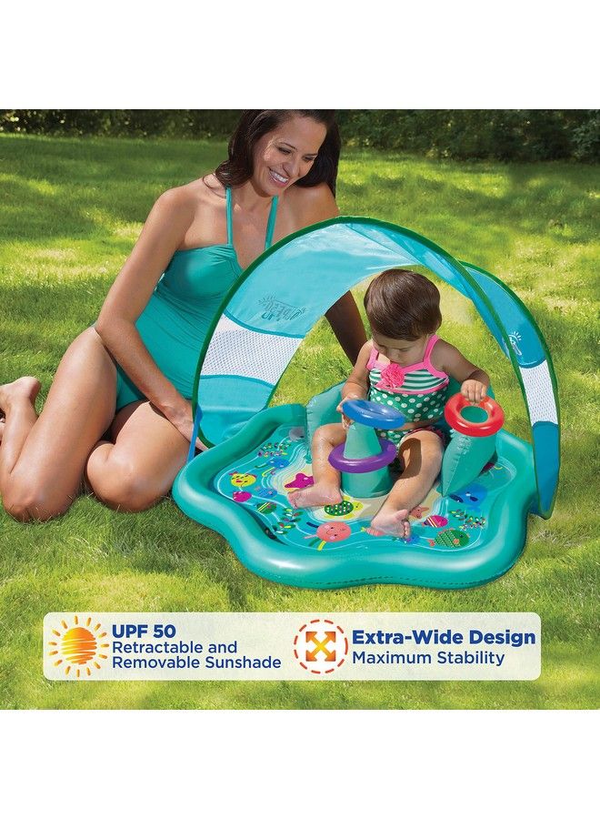 SwimSchool Baby Splash Play Mat With Adjustable Canopy Inflatable Play Pool For Babies & Infants With Backrest Includes Baby Water Toy Rings - Image 5