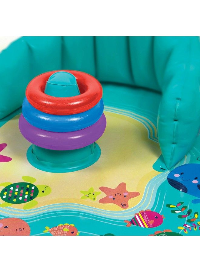 SwimSchool Baby Splash Play Mat With Adjustable Canopy Inflatable Play Pool For Babies & Infants With Backrest Includes Baby Water Toy Rings - Image 4