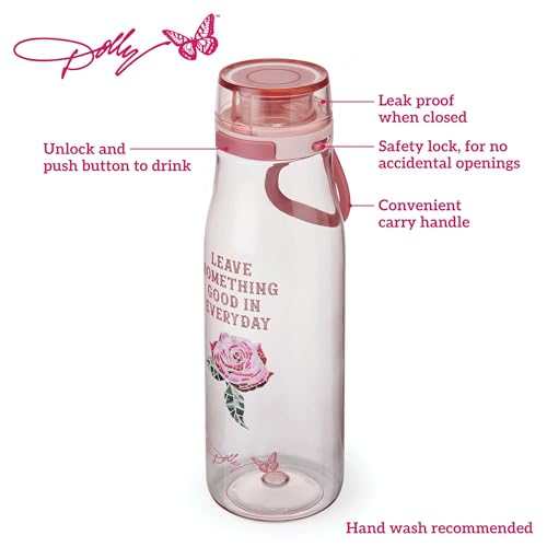 Dolly Parton Water Bottle, Made From Durable Tritan, Leakproof One Touch Flip Lid And Handle For Easy Carrying, 24 Ounce, Pink Rose - Image 3