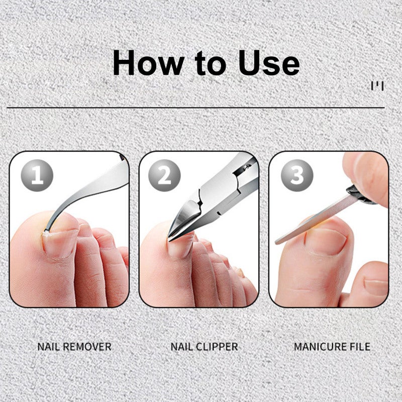 Toenail Clippers: Stainless Steel Ergonomic Anti-Slip Grip Handle - Foldable Detachable 3-In-1 Tool For Thick Or Ingrown Nails, Home And Salon Nail Care - Image 3