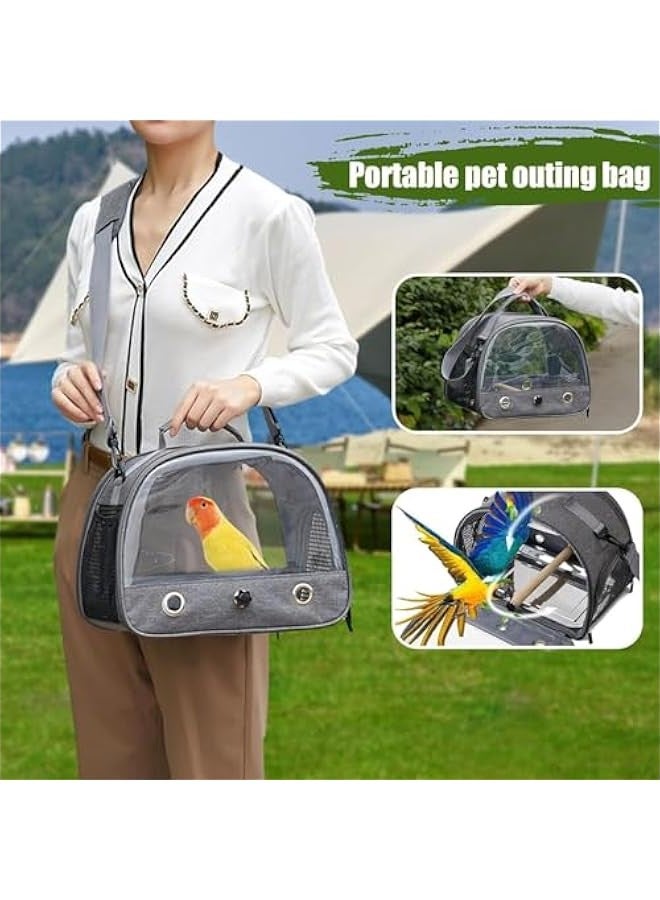 TRASSLE Bird Travel Carrier,Portable Small Bird Parrot Parakeet Carrier with Standing Perch and Stainless Steel Tray,Portable Outgoing Bags for Bird,Bird Backpack Carrier - Image 4