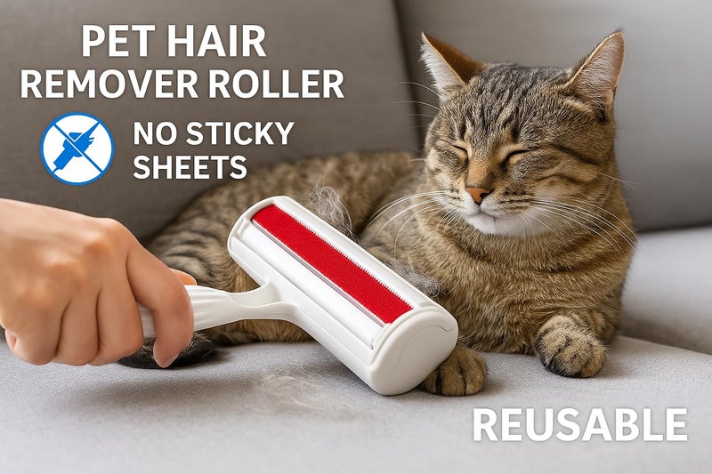 SHUFI MART Reusable Pet Hair Remover - Self-Cleaning Lint Roller Brush for Dog & Cat Hair, Furniture, Clothes, Sofa & Car Seats | Portable Eco-Friendly Fur Cleaner Tool - No Sticky Sheets - Image 4