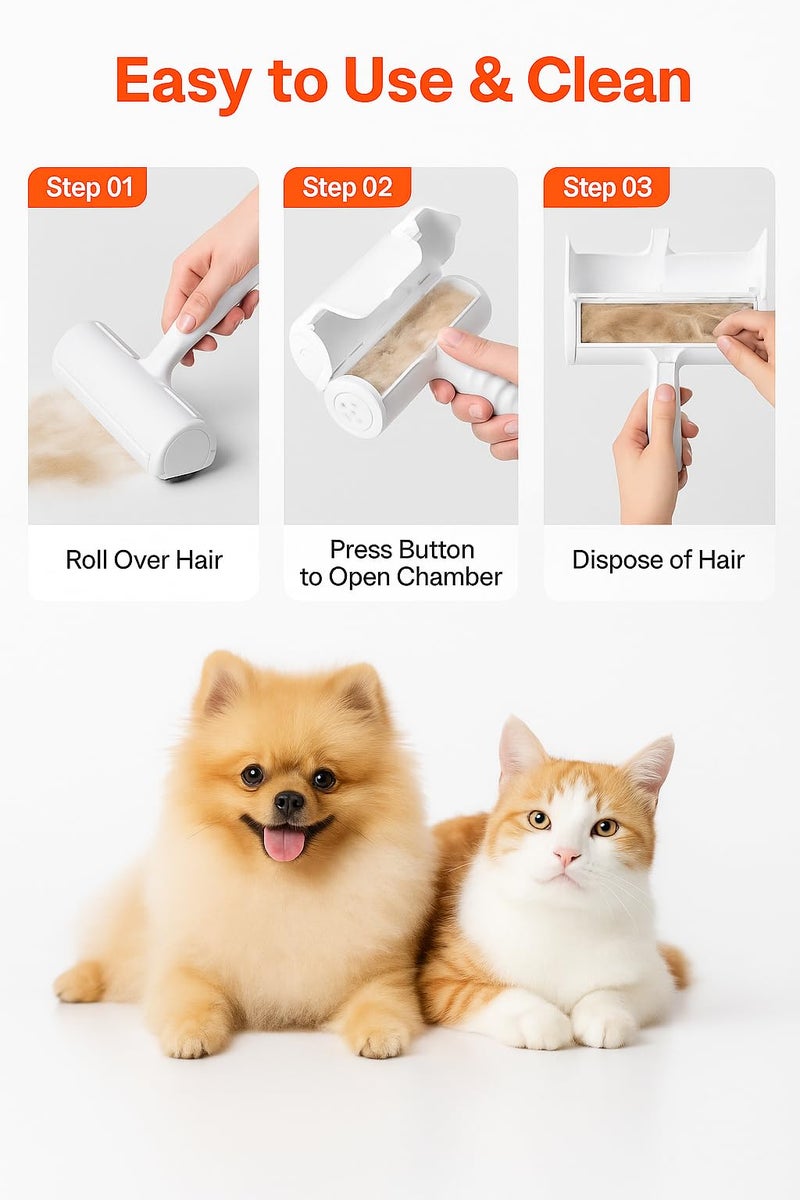 SHUFI MART Reusable Pet Hair Remover - Self-Cleaning Lint Roller Brush for Dog & Cat Hair, Furniture, Clothes, Sofa & Car Seats | Portable Eco-Friendly Fur Cleaner Tool - No Sticky Sheets - Image 5