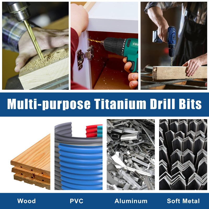 COMOWARE Titanium Impact Drill Bit Set - 30 Pcs Hex Shank HSS, Quick Change Design, 1/16"-1/2" - Image 5