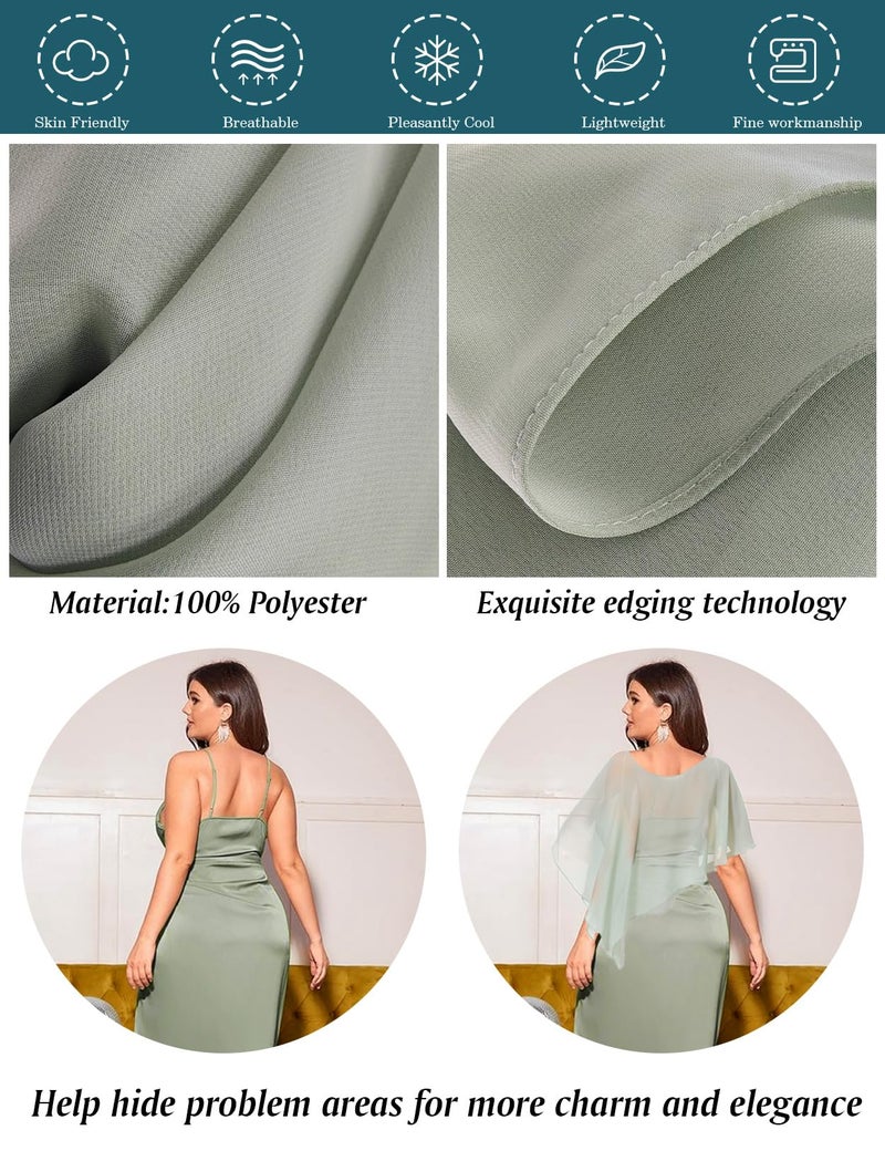 BEAUTELICATE Asymmetrical Capelets Chiffon Capes Wedding Bridal Shawls Wraps For Women Evening Dress - Image 5