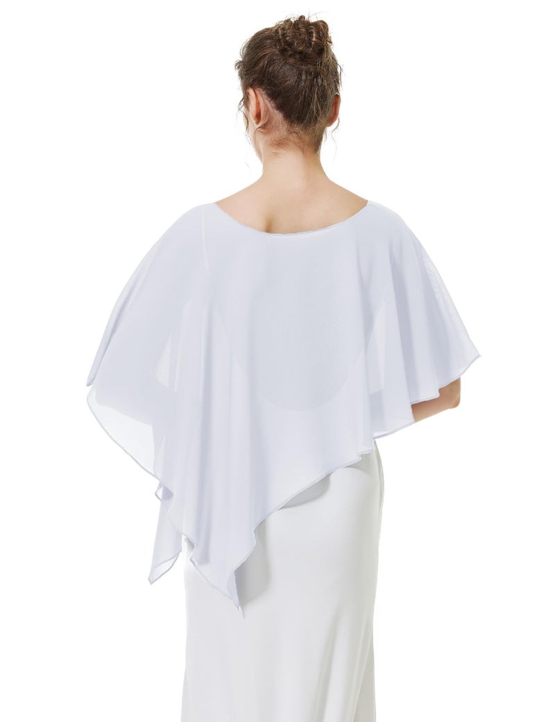 BEAUTELICATE Asymmetrical Capelets Chiffon Capes Wedding Bridal Shawls Wraps For Women Evening Dress - Image 3