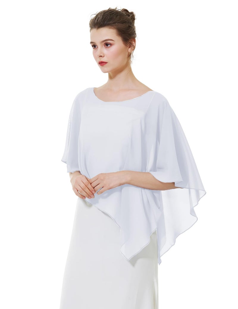 BEAUTELICATE Asymmetrical Capelets Chiffon Capes Wedding Bridal Shawls Wraps For Women Evening Dress - Image 2