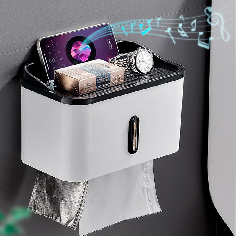 N.C NC NC NC NC NC Toilet Paper Holder Bathroom Tissue Box Home Carton Wall Organizer Wall Mounted Waterproof Roll Holder Rust-Proof Paper Towel Holder Multi-Function Toilet Paper Distributor No Drilling - Image 2