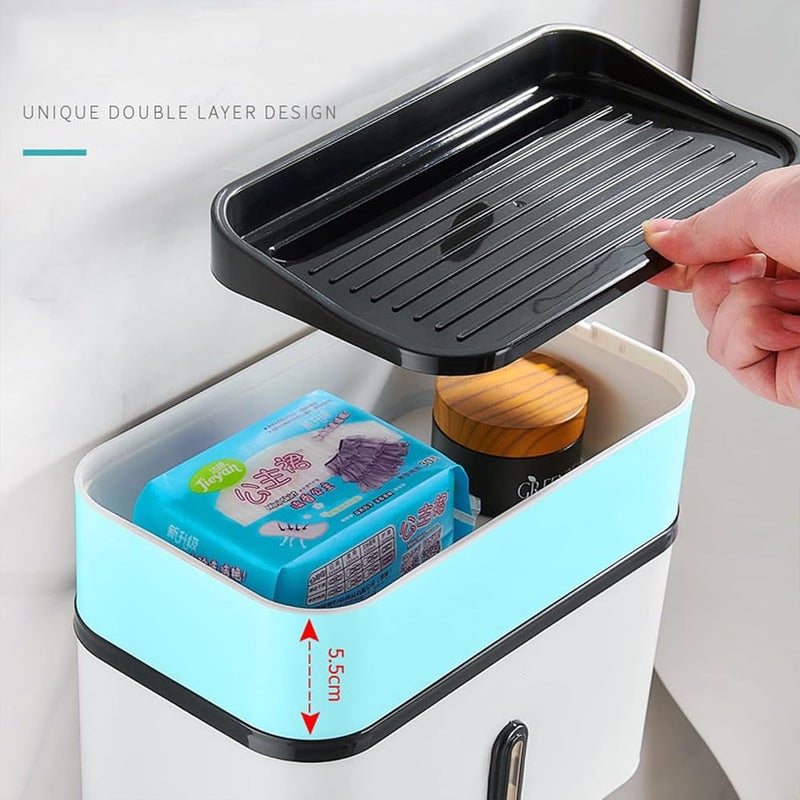 N.C NC NC NC NC NC Toilet Paper Holder Bathroom Tissue Box Home Carton Wall Organizer Wall Mounted Waterproof Roll Holder Rust-Proof Paper Towel Holder Multi-Function Toilet Paper Distributor No Drilling - Image 5
